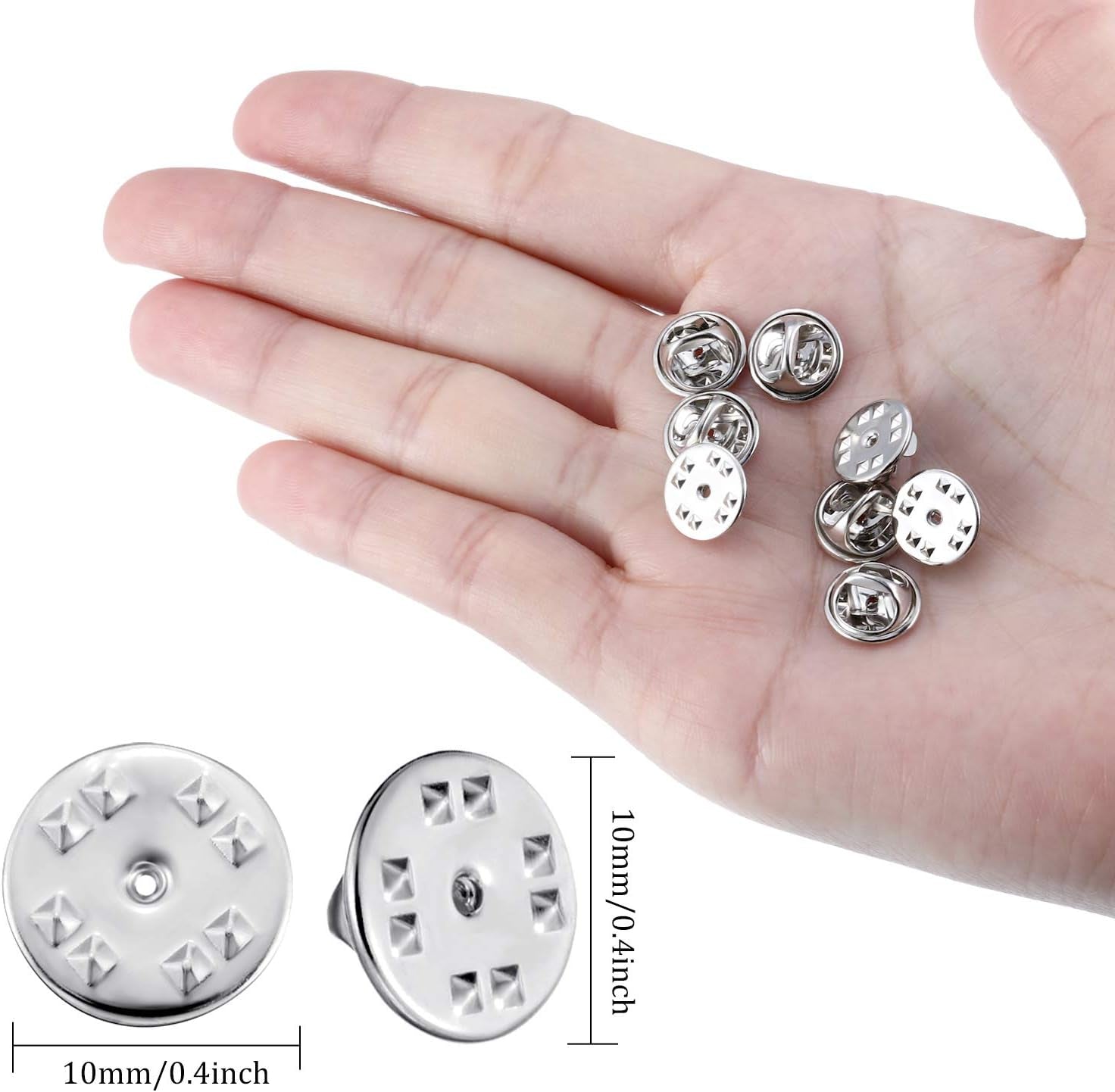 Brass Clutch Badge Insignia Clutches Pin Backs Replacement (Silver, 50 Pieces)