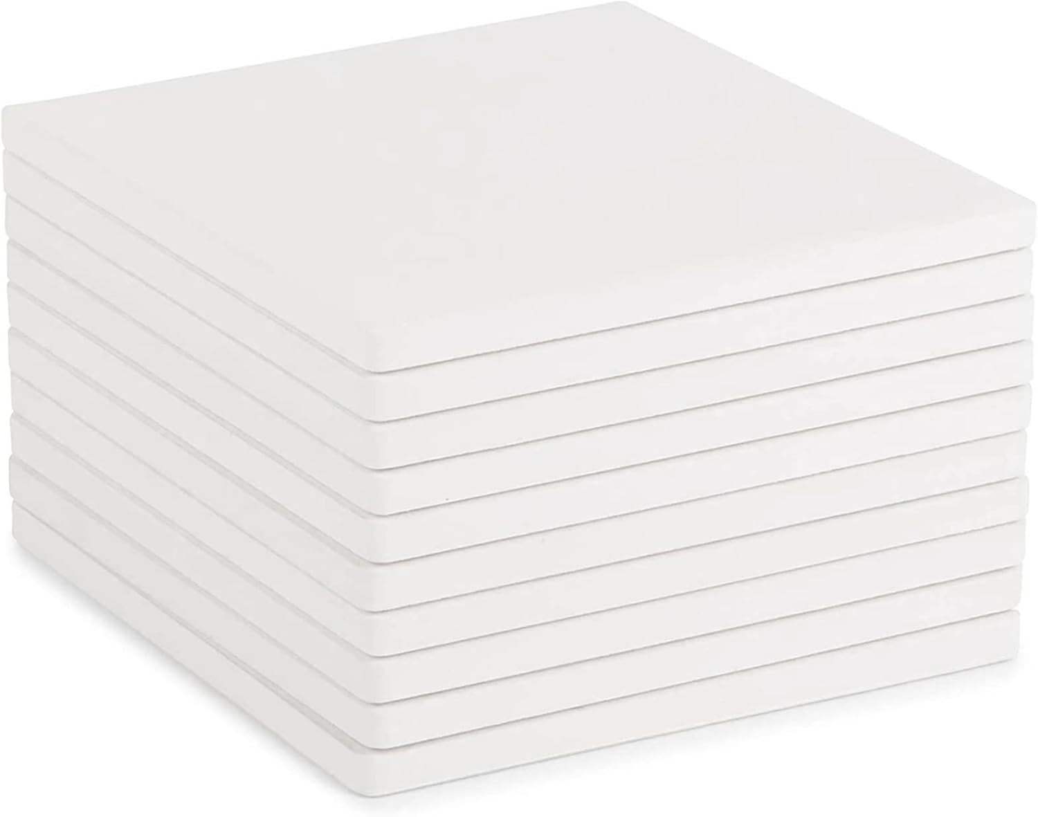 10 Pack White Unglazed Ceramic Tiles for Crafts with Cork Backing Pads for Coasters, DIY Arts and Crafts (4.25 X 4.25 In, Square)