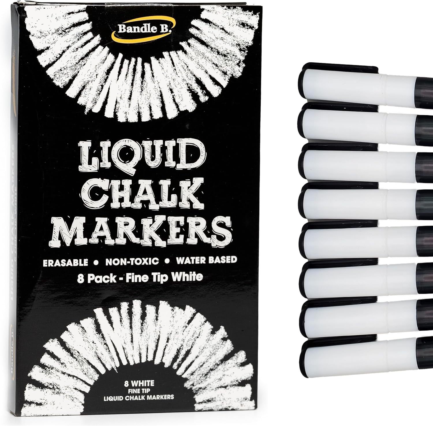 4-Pack White Erasable Chalk Markers - Non-Toxic, Water-Based, Reversible Tips for Kids &amp; Adults, Glass &amp; Chalkboards