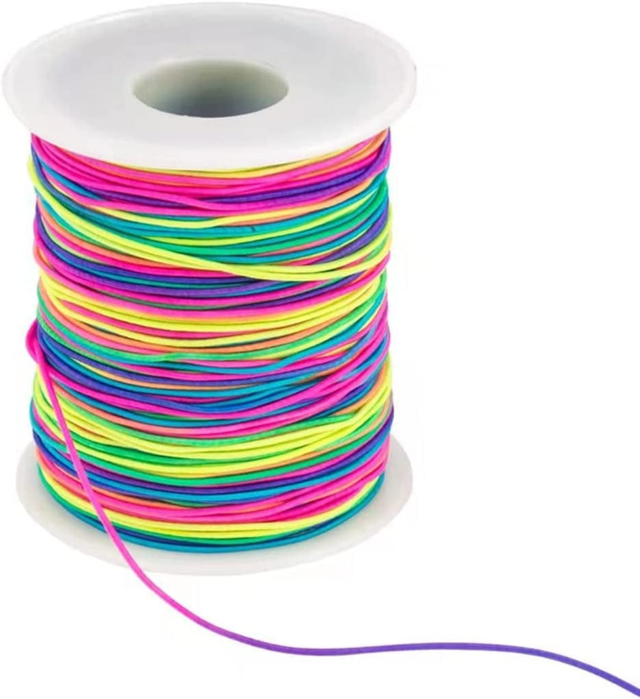 Elastic Beading Cords 100M Rainbow 1Mm Elastic Cord Pony Beads Crafts Pony Beading Thread Stretch String Craft Cord Pony Bead String
