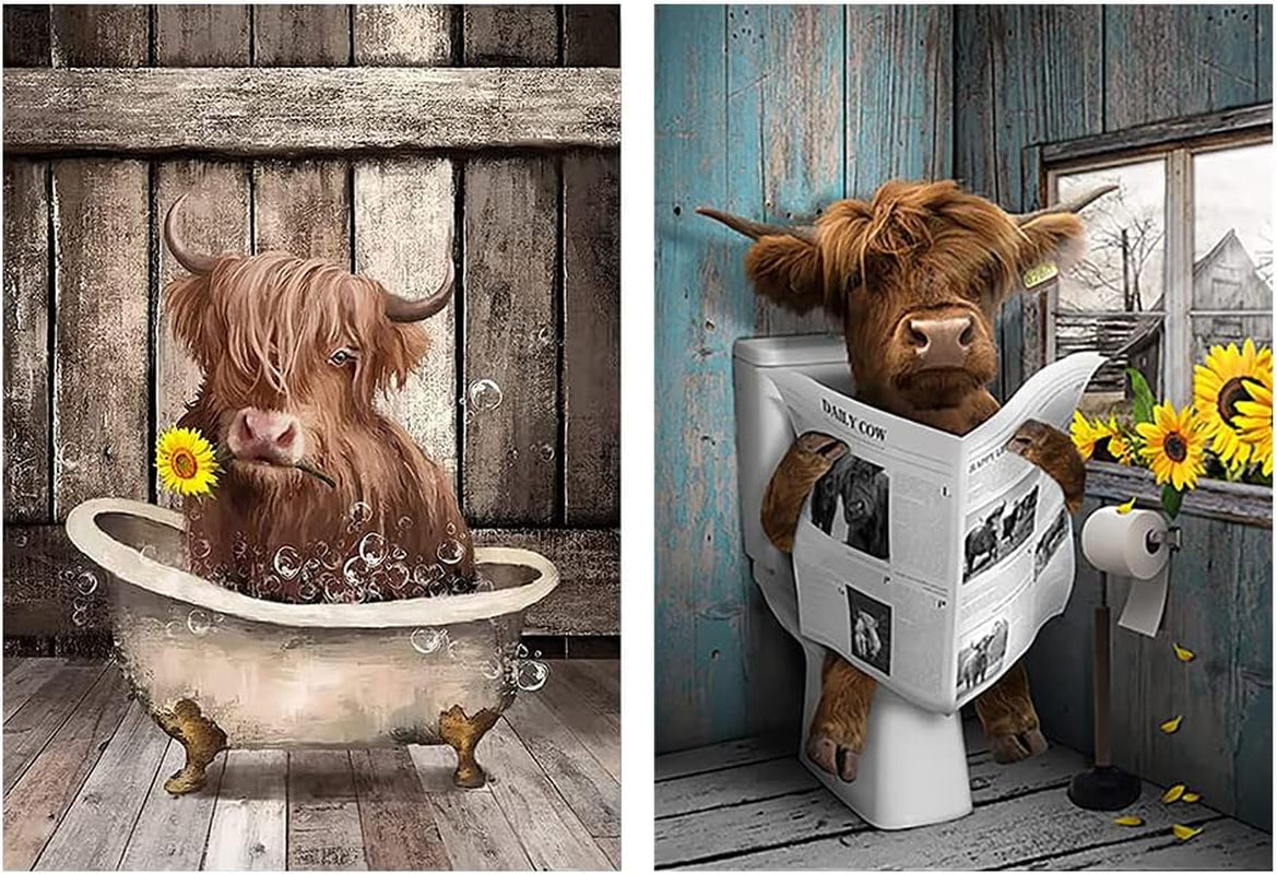 2 Pack Cow Diamond Painting Kits for Adults Cow Diamond Art Full Drill 5D DIY Diamond Painting Kits for Kids Home Wall Decor (Cow 11.8X15.7Inch) …