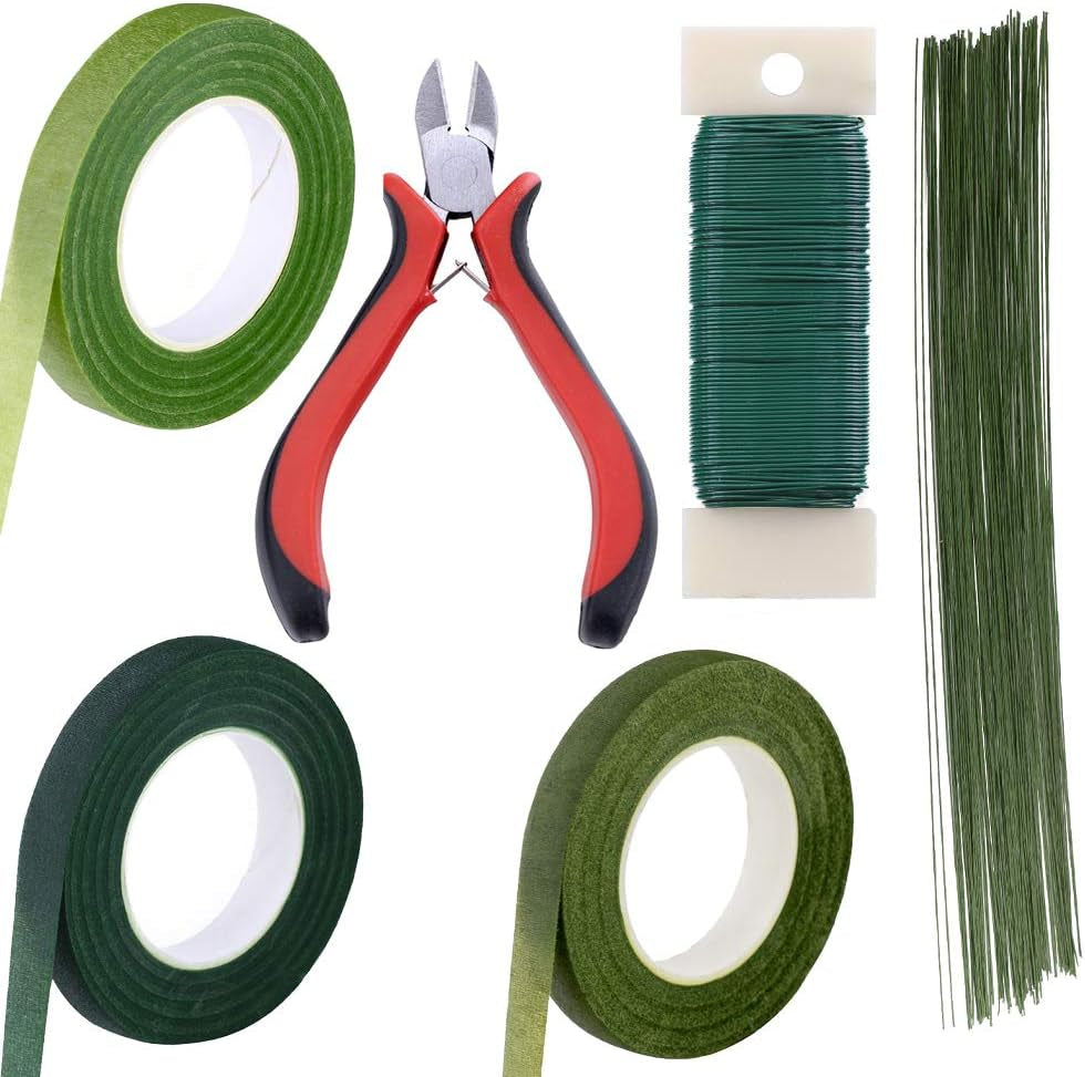 Floral Arrangement Kit Floral Tools Wire Cutter Stem Wire Floral Wire 26 Gauge and 22 Gauge Wire Green Floral Tapes for Bouquet Stem Wrap Florist