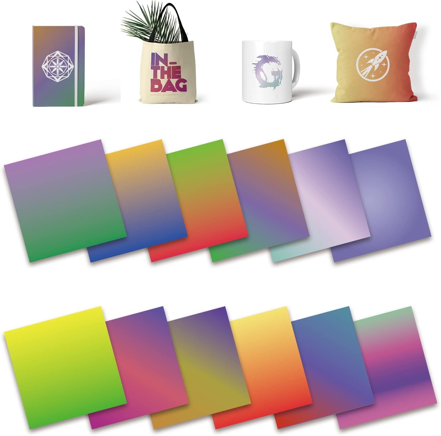 Solid Color Transfer Sheets, 8 Pcs 12"X 12" Plain Colors Pre-Printed Sublimation Paper for Heat Press Mug, DIY T- Shirts, Coasters Blanks
