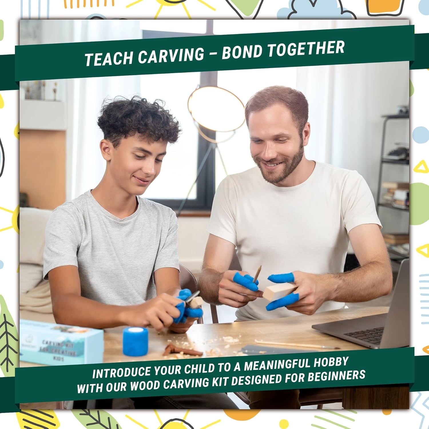 Wood Carving Kit for Kids & Beginner DIY08 - Wood Whittling Kit for Kids Woodworking Starter Kit Hobby Kits for Boys Wood Crafts Projects DIY Gifts, Carving Set Whittling Knife & Basswood