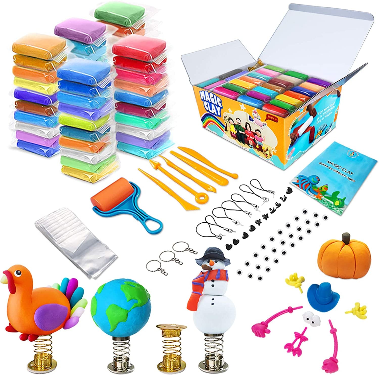 Modeling Clay Kit - 50 Colors Air Dry Magic Clay, Best Gift for Boys & Girls Age 3-12 Year Old, DIY Molding Kids, with Sculpting Tools, Decoration Accessories, Kids Art Crafts