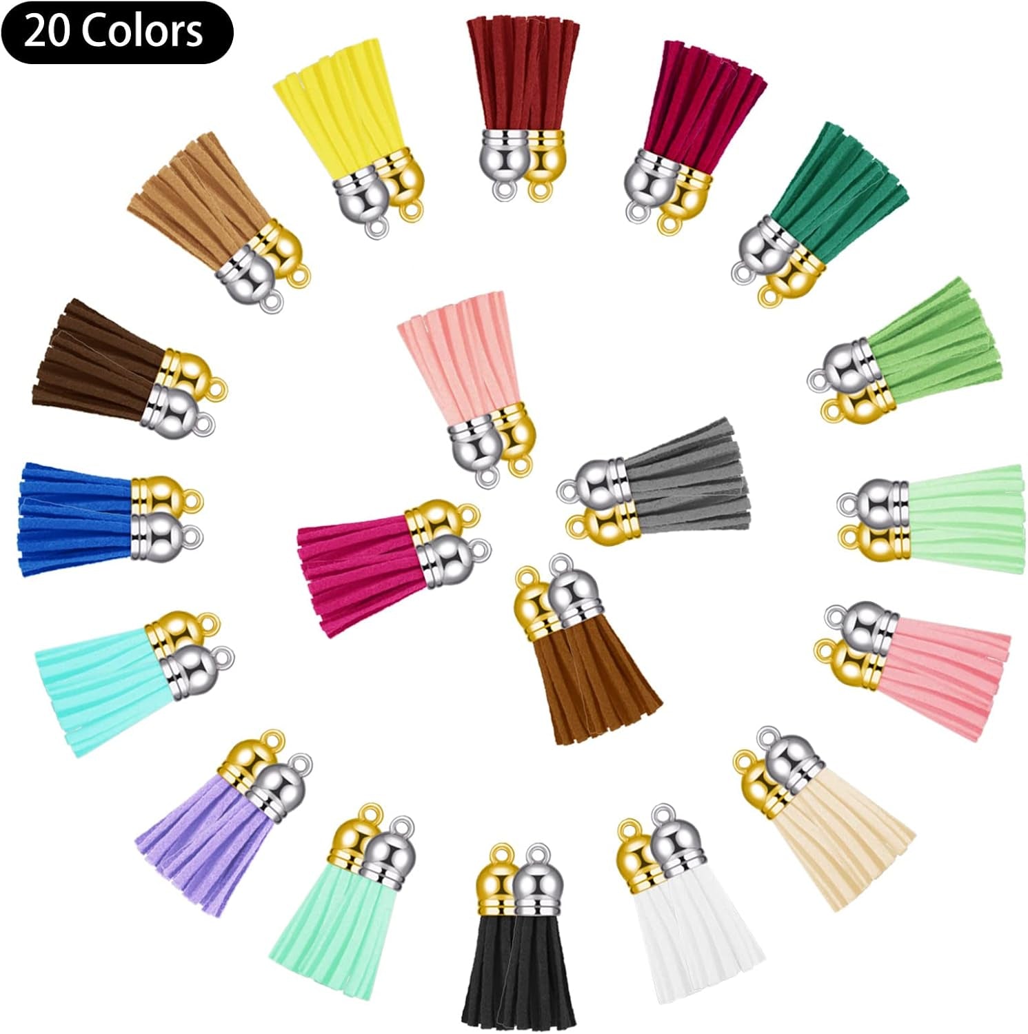 80 Pieces Leather Tassel Keychain Tassels Pendants Charm Tassel for DIY Crafts, Jewelry Making (1-1/2 Inch)