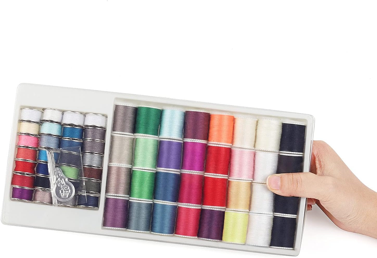 60 Pcs Bobbins Sewing Thread Kit, Polyester Mini Bobbins and Thread Spools for Hand &amp; Machine Sewing