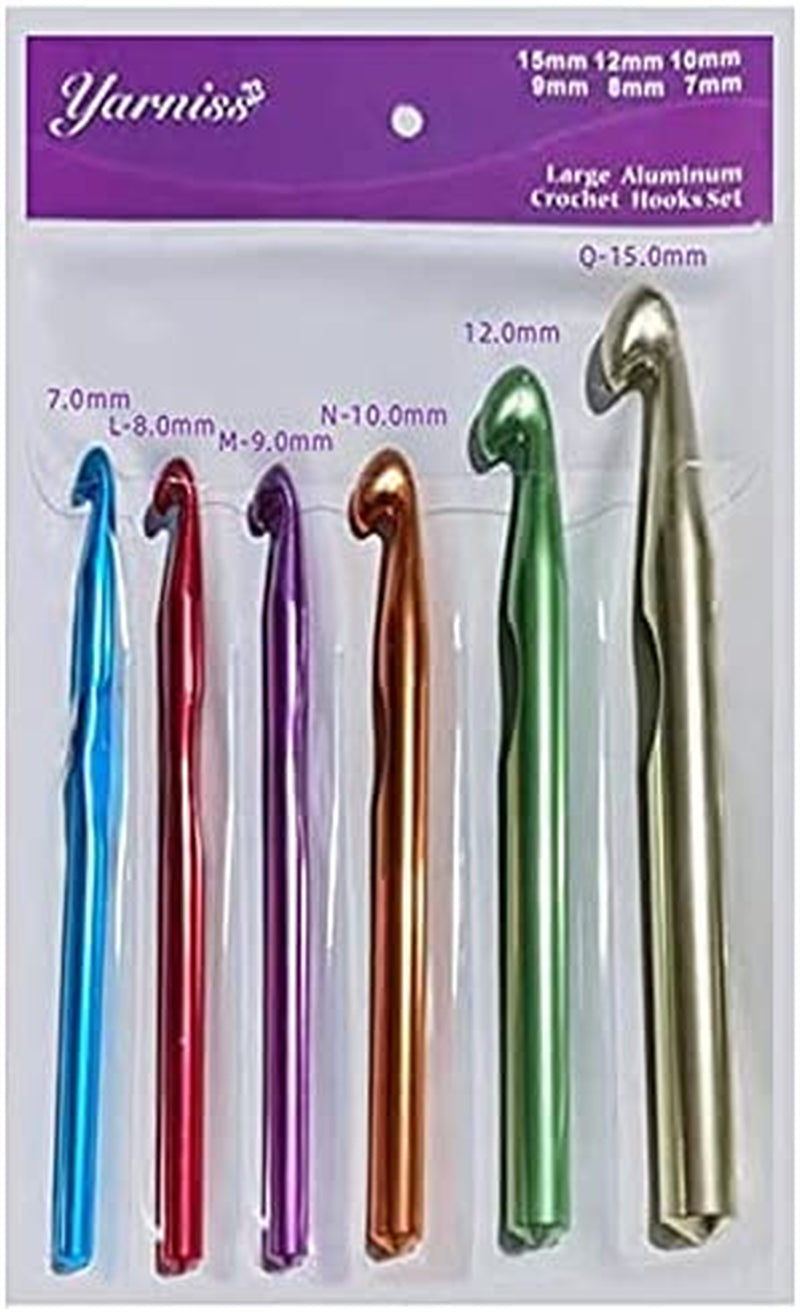 Large Aluminum Crochet Hooks Set 7Mm, 8Mm, 9Mm,10Mm, 12Mm, 15Mm, Big Standard Size Crochet Hooks