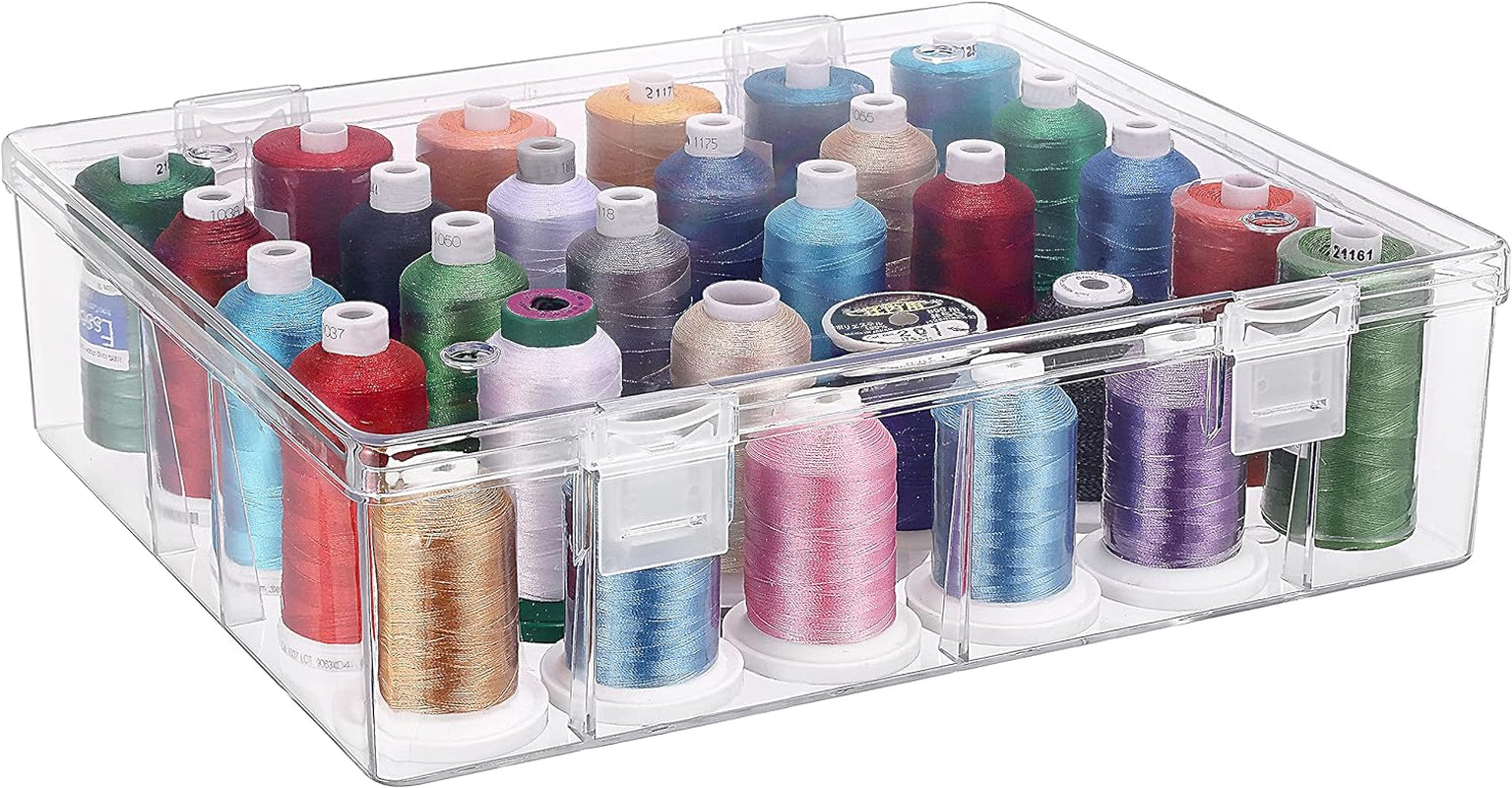 Pack of 2 Tall and Clear Storage Box/Organizer for 2X30 Home Embroidery&Cotton Thread Spools Compatible with Tall Thread Spools from Isacord/Floriani/Madeira/Glide/Ra/Connecting Thread