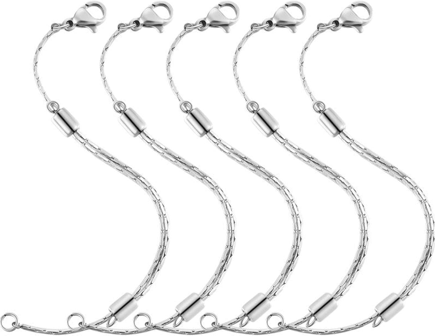 Stainless Steel Necklace Extender Chain Adjustable Silver Necklace Chain Extender with Lobster Clasp for Necklace Bracelet Jewelry Making(5 Pcs)