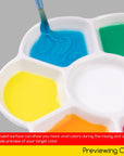 7-Well Studio Porcelain Paint Palette Tray,Artist Mixing Colour Tray by 4-3/4 Inches for Watercolor Gouache Painting,Round,White