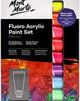 Fluoro Acrylic Paint Set, 8 X 1.02Oz (36Ml) Tubes, 8 Colors, Suitable for Most Surfaces Including Canvas, Card, Paper and Wood