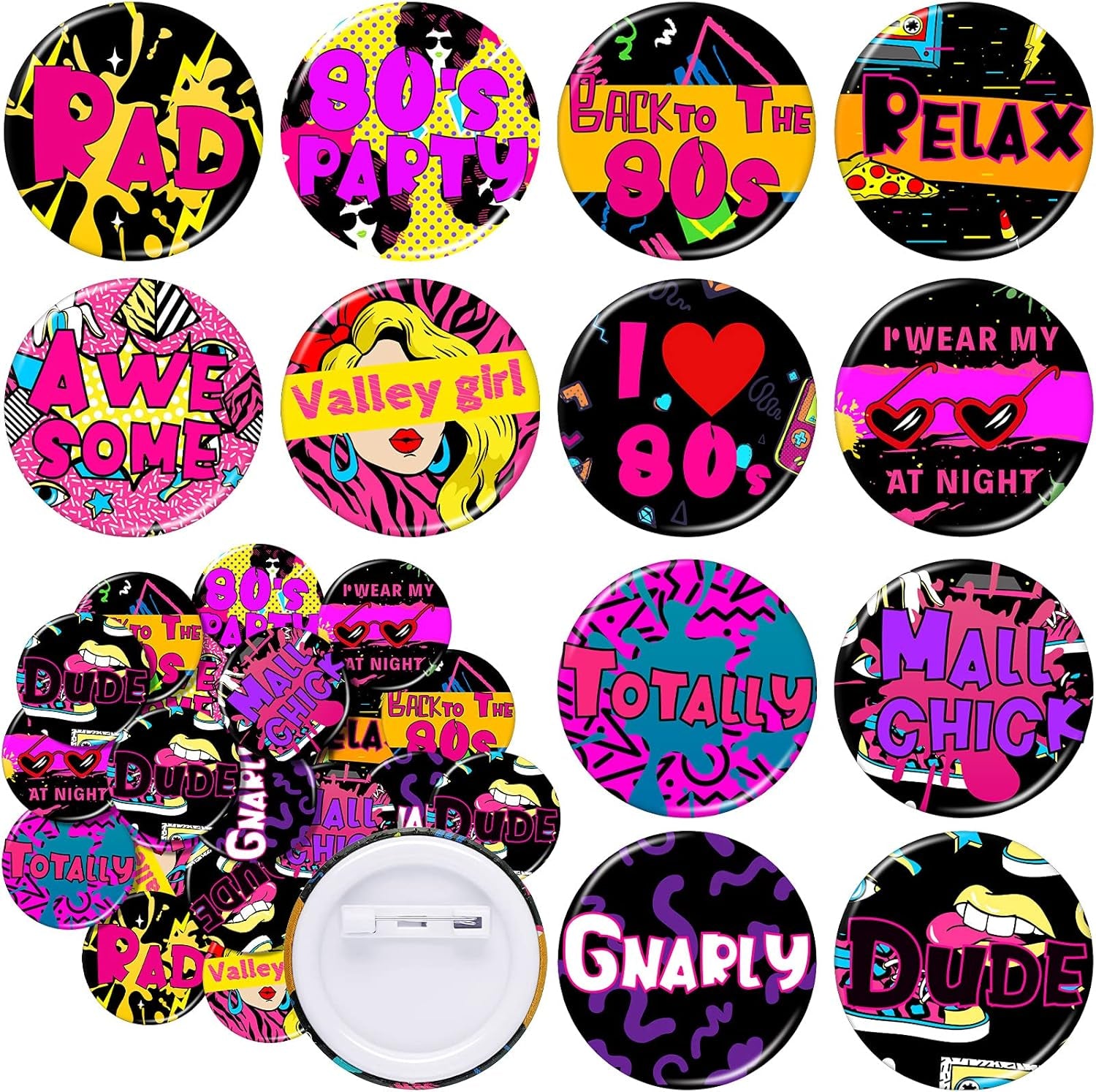 48 Pieces 50S Party Favors 50S Buttons Pins 1950'S Theme Party Decorations Accessories for Backpacks Jean Jackets 12 Styles