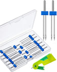 18 Pieces Sewing Machine Twin Needles Double Twin Needles Pins Twin Stretch Needles with Plastic Box, Automatic Needle Threader for Household Sewing Machine, 3 Mixed Sizes 2.0/90, 3.0/90, 4.0/90