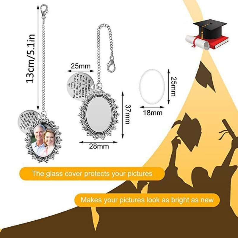 2Pcs Personalized Graduation Tassel Charm Graduation Cap Tassel with Memorial Photo 2024 Graduation Cap Decorations as Gift Picture Charm Cap Topper Chain Length 5.1In