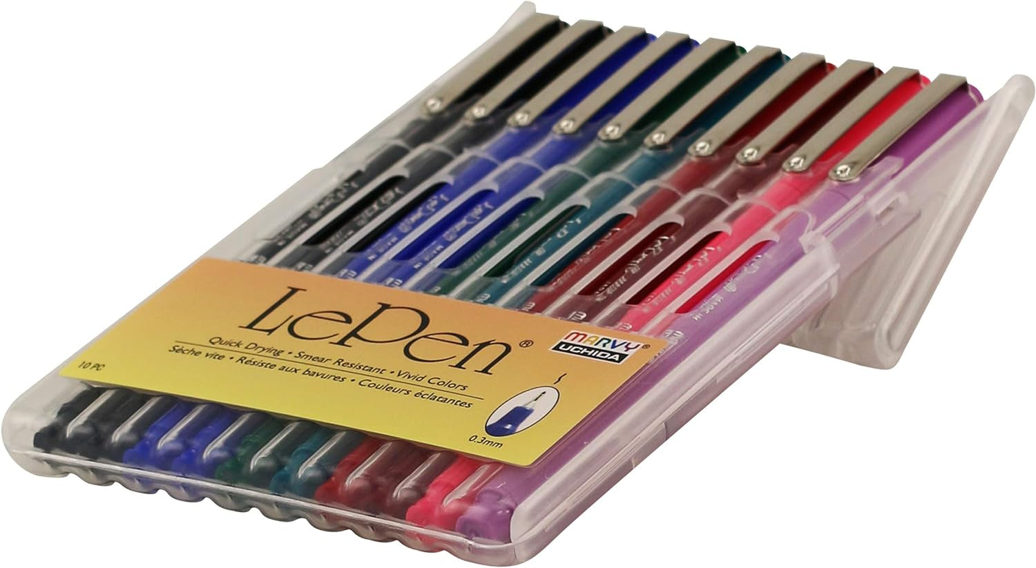 Lepen Porous Point Pen, 10 Count (Pack of 1), Black, Blue, Red, Green, Pink, Lavender, Burgundy