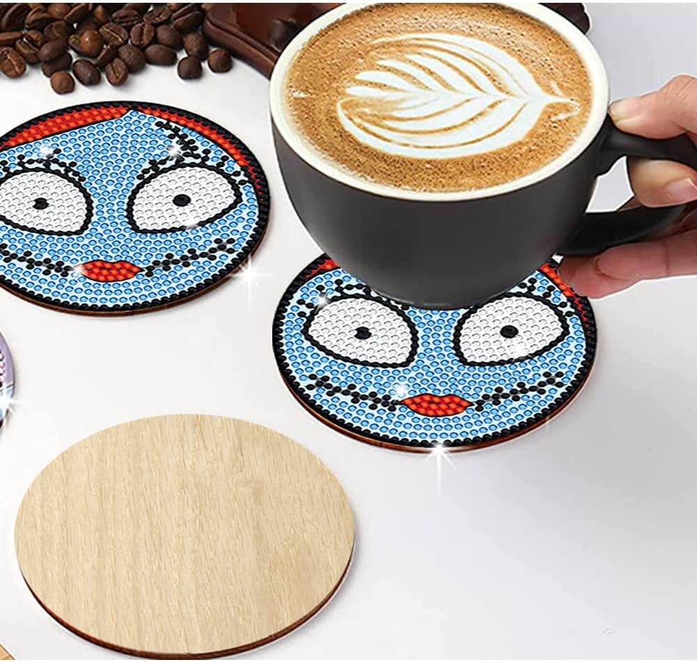 2 PCS Diamond Painting Coasters Kits, DIY Funny Jack Skull Diamond Art Coaster Sets for Beginners Adults and Kids Art Craft Supplies