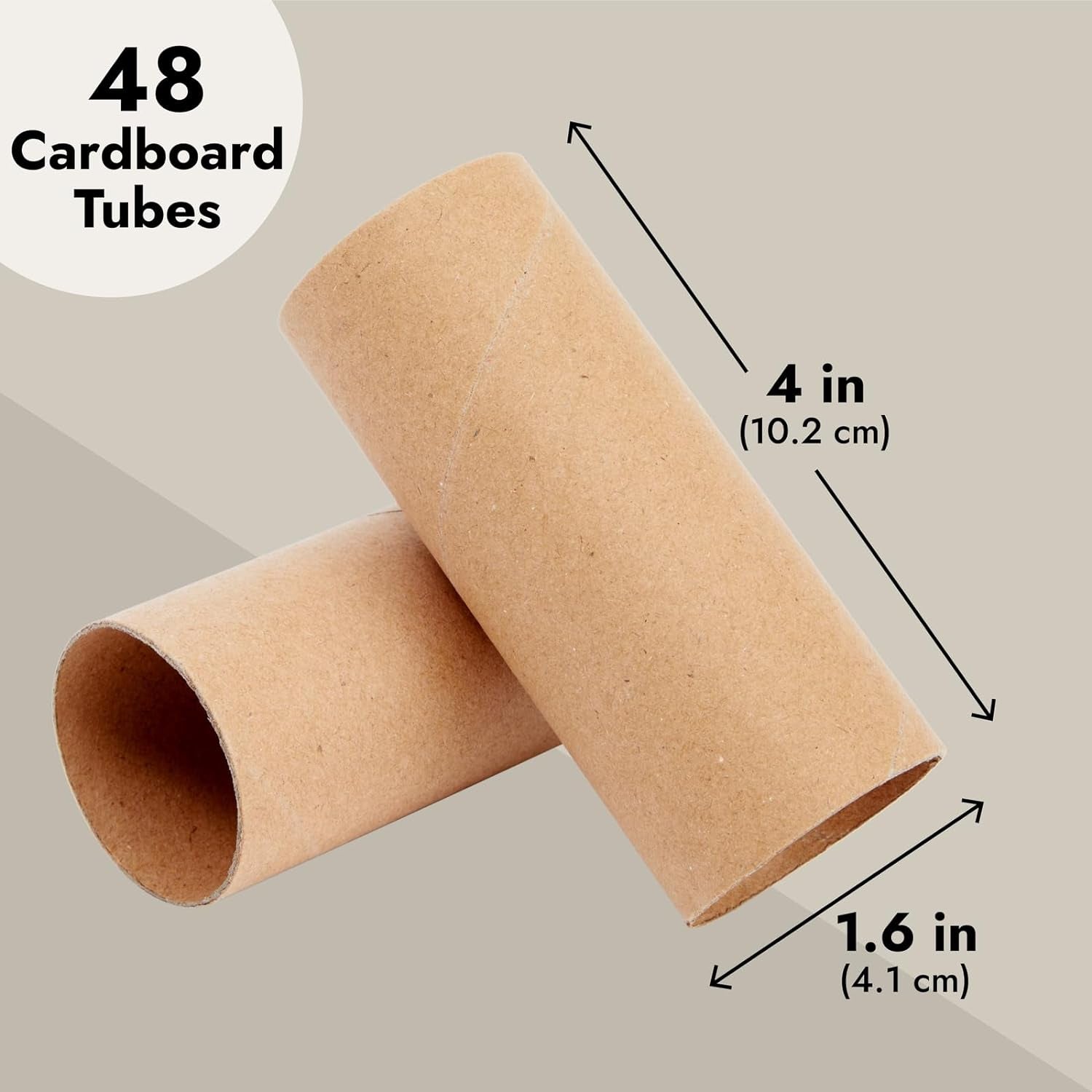 48 Pack Empty Toilet Paper Rolls for Crafts, Brown Cardboard Tubes for DIY, Classrooms, Dioramas (1.6 X 4 In)