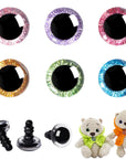 120Pcs 16Mm 3D Glitter Plastic Safety Eyes for Amigurumi Trapezoid Craft Crochet Doll Eyes with Washers Stuffed Animal Eyes for DIY of Puppet, Bear Plush Animal(6 Colors)
