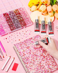 B7000 Glue with 18000Pcs Rhinestones for Crafting, Flat Back Rhinestone Kit Non Hotfix Resin Gems with Clear Jewelry Glue for Clothes Shoes Tumbler Nail Art Makeup Jewelry Making