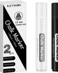 Liquid Chalk Markers Erasable Window Paint Pen: 15Mm Jumbo Wet Erase Glass Washable Markers Large Wide Tip 1 Black 2 White Chalk Markers for Chalkboard Blackboard Mirror Auto Car