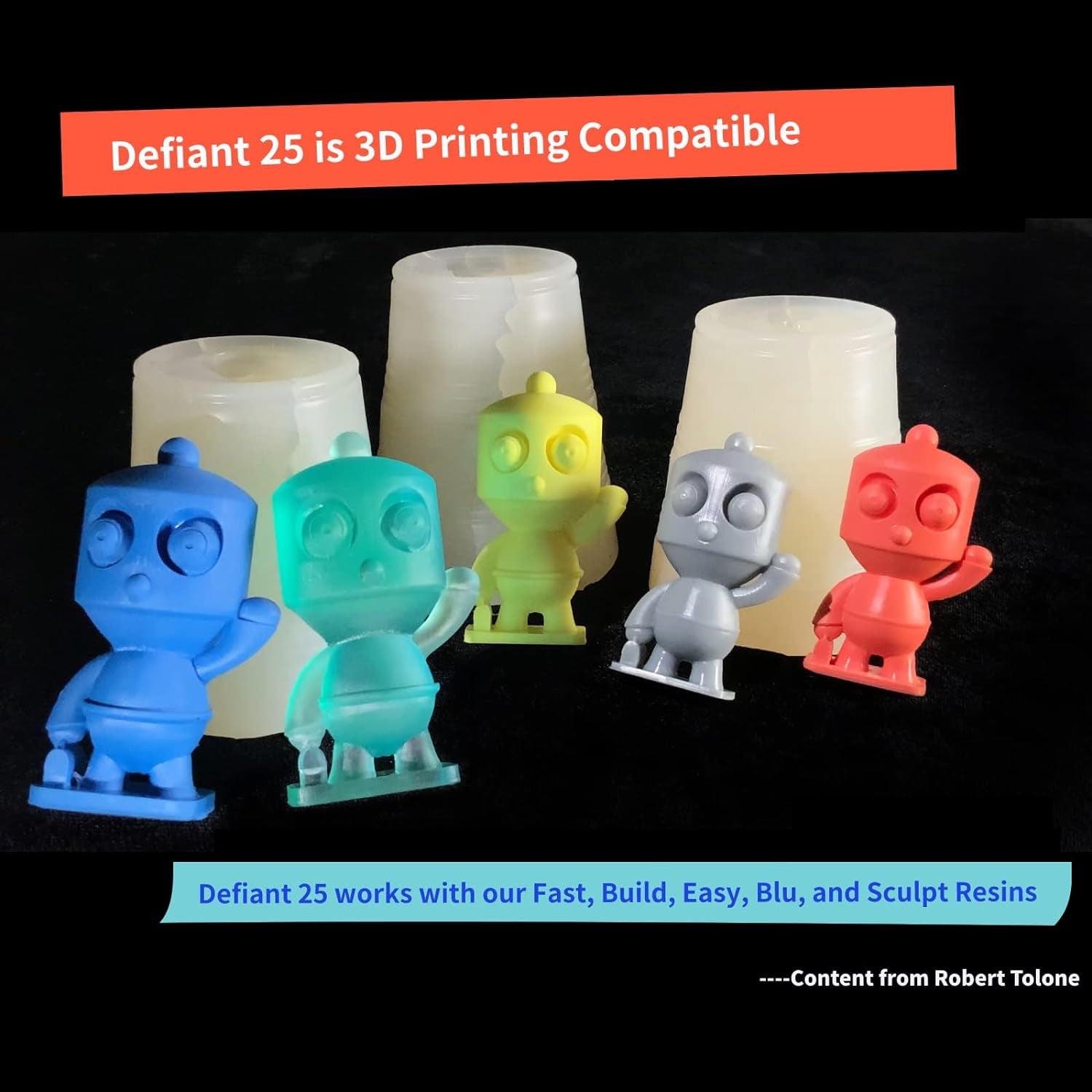 Defiant 25 Platinum Silicone Mold Making DIY Kit, Food Safe, 25A Hardness, Ideal for 3D Printer UV Resin, Easy to Stop Curing Inhibition, No Coating, for Casting Epoxy Resin (35.27 Oz)