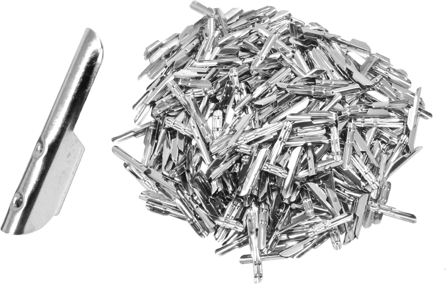 0.8 Inch 500 Silver Elastic Barbed Cord Stretch Loop Band Metal Ends