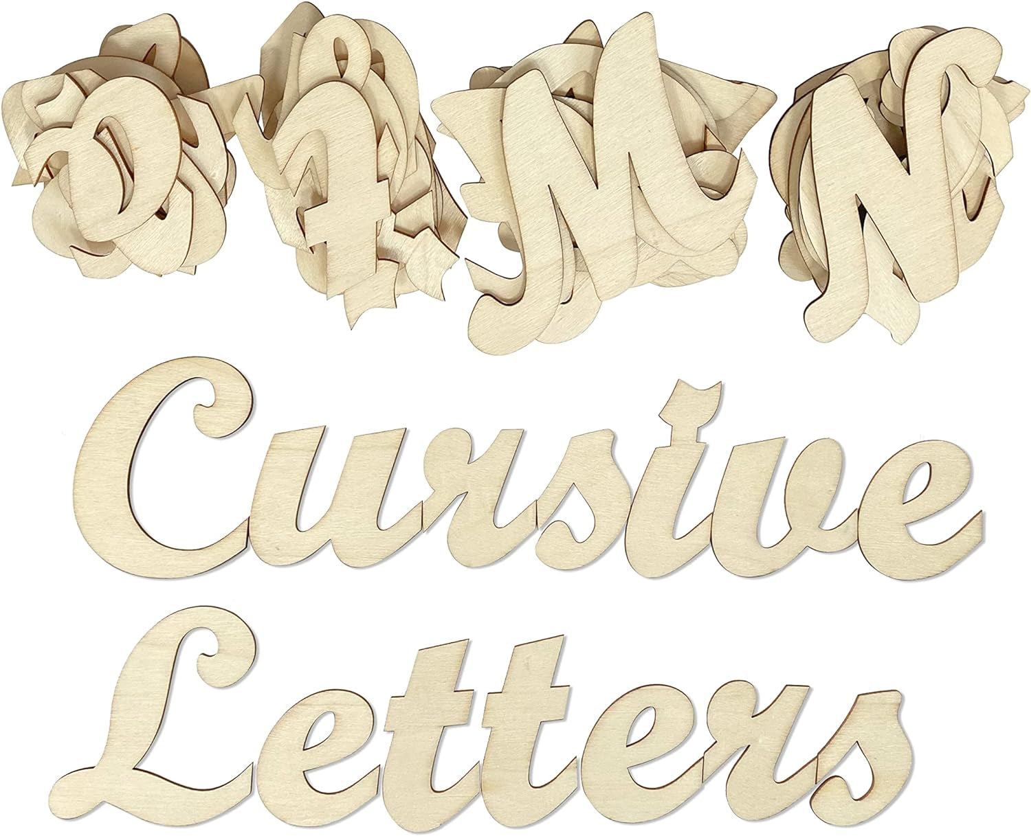 3 Inch 284 Pieces Wooden Letters Unfinished Wood Letters for Crafts Cursive Alphabets with Extras