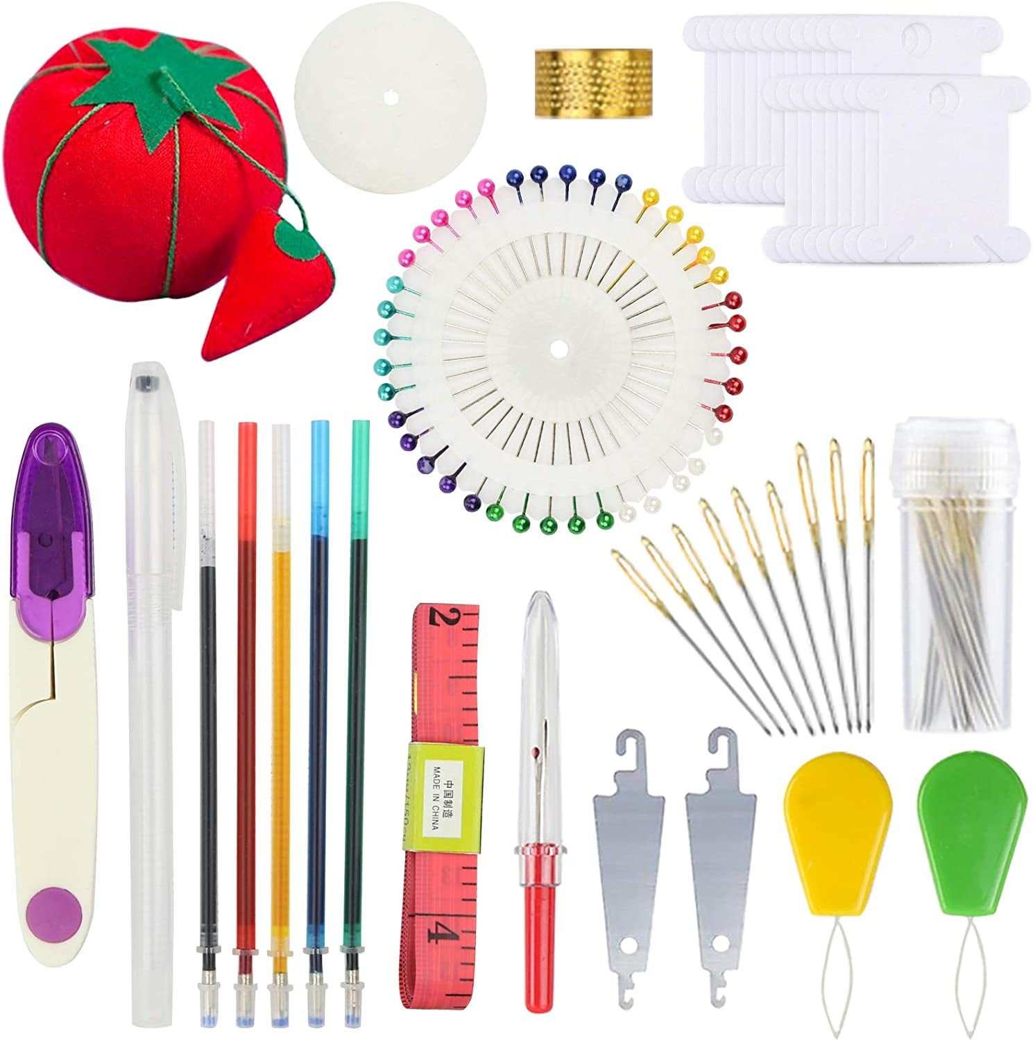 Embroidery Kit 215 Pcs,100 Colors Threads,5 Pcs Embroidery Hoops,3 Pcs Aida Cloth,40 Sewing Pins,Cross Stitch Tools and Embroidery Starter Kit for Adults and Kids Beginners