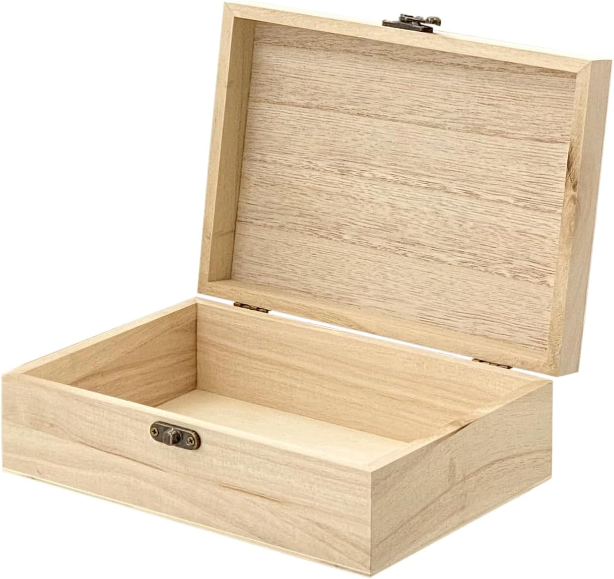 6 Pack Unfinished Wood Box with Lid Crafts Wooden Box for DIY Arts Project (8.3X6X2.7 Inches)
