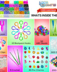 11,900+ Rubber Band Bracelet Refill Kit - 11,000 Premium Loom Bands in 28 Bright Colors, 600 S-Clips, 200 Beads, 30 Charms, 52 ABC Beads - Loom Bracelet Making Kit in a Huge Giftable Case