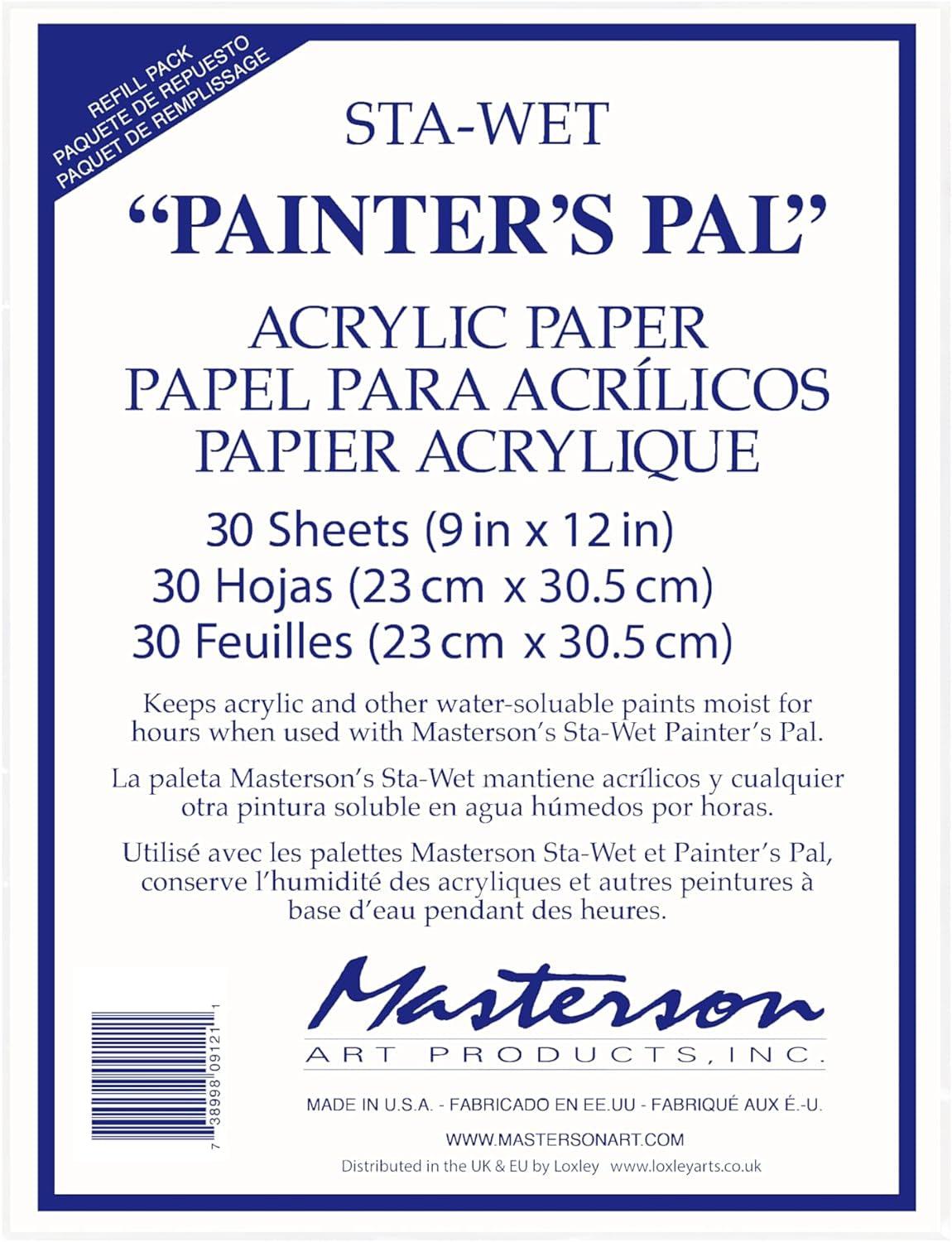 Sta-Wet Painter’S Pal Palette Acrylic Paper Refill 30 Sheets