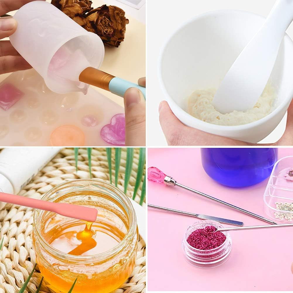 Silicone Stir Sticks Kit 16Pcs, Silicone Epoxy Brush, Silicone Stirring Tool, Mixing Spoon, Silicone Scraper DIY Crafts Tool for Resin Epoxy Liquid Paint