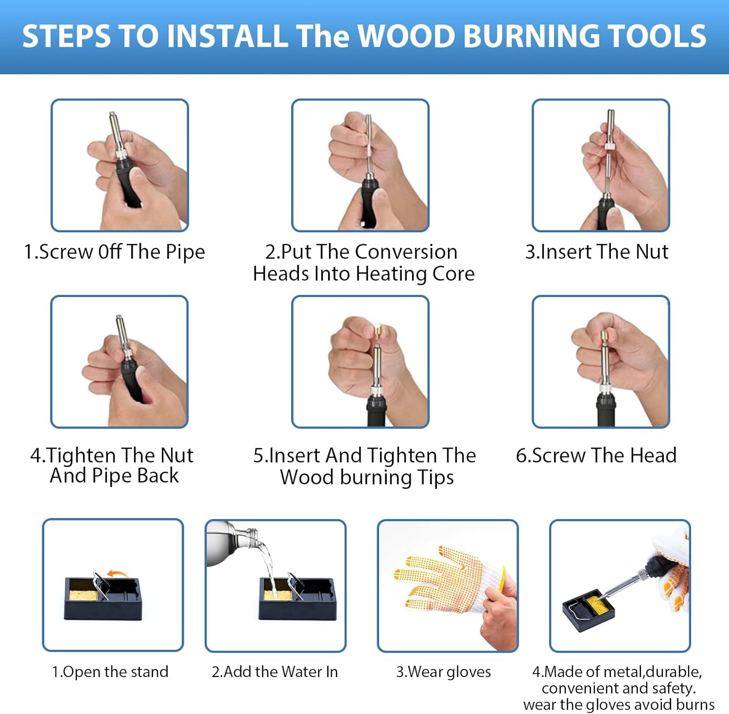 Wood Burning Kit for Adults with Gloves, 130Pcs Wood Burning Pen Tool Set with Adjustable Temperature 200~450 °C Switch Pyrography Pen Kit for Embossing Carving Soldering