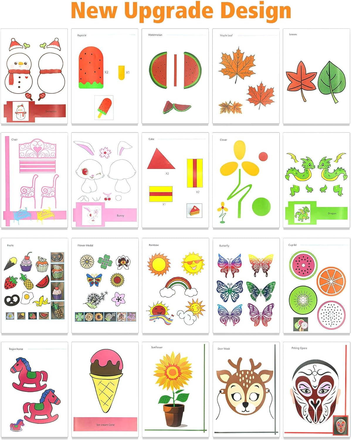 3D Printing Drawing Book, Reusable Colorful 40 Patterns Thick Paper Template with a Clear Plate, Painting Graffiti Template for 3D Pen Kids DIY Gift