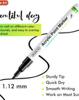 Black Paint Pens, 20 Pack Fine Tip Acrylic Paint Pens, Water-Based Quick Dry Paint Markers for Rock, Wood, Metal, Plastic, Glass, Canvas, Ceramic
