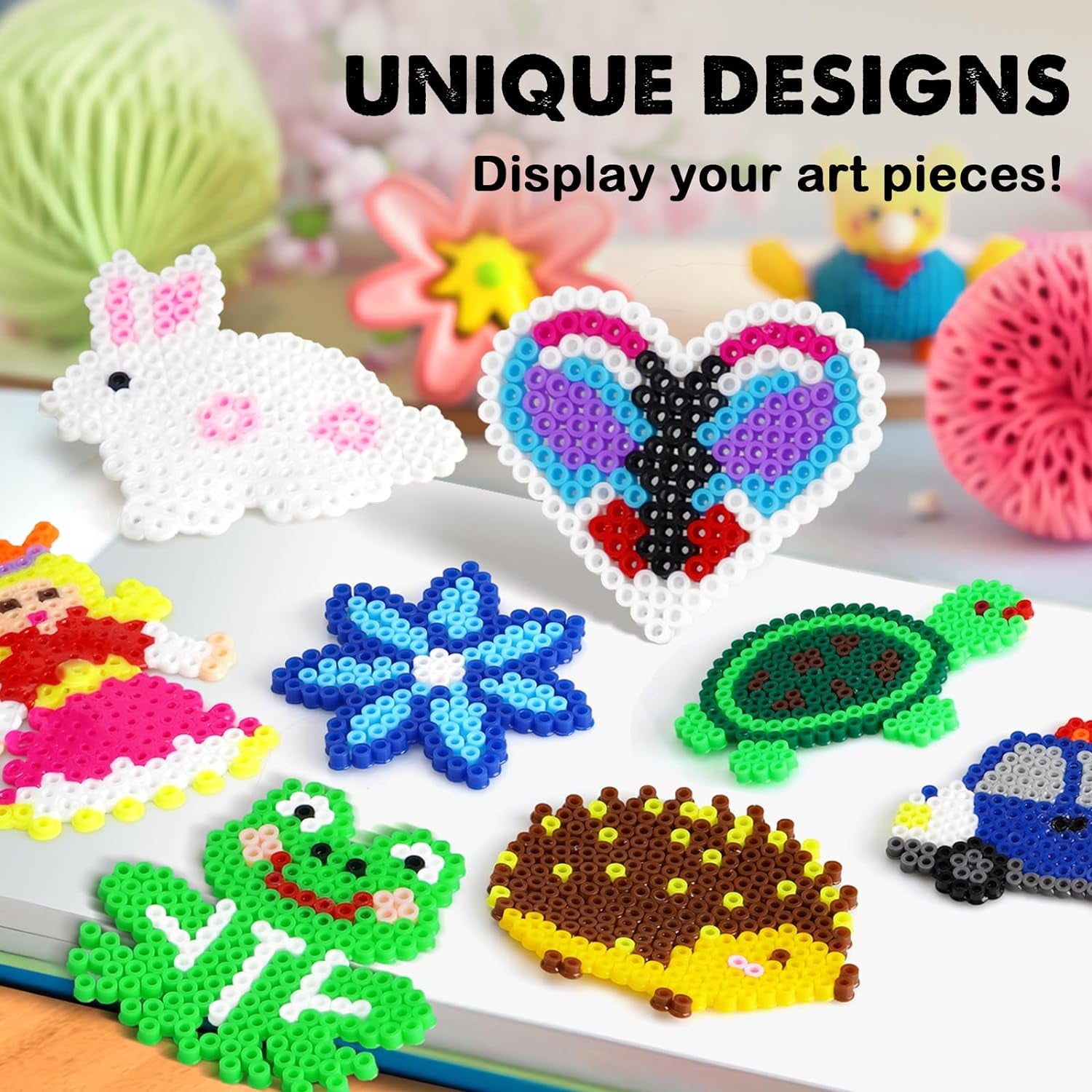 20 Pcs 5Mm Fuse Beads Pegboards - Animal Shape Pegboards for Arts and Crafts Projects with Keychains, Hang Ropes and Beads Tweezers, Fuse Beads Gift Set