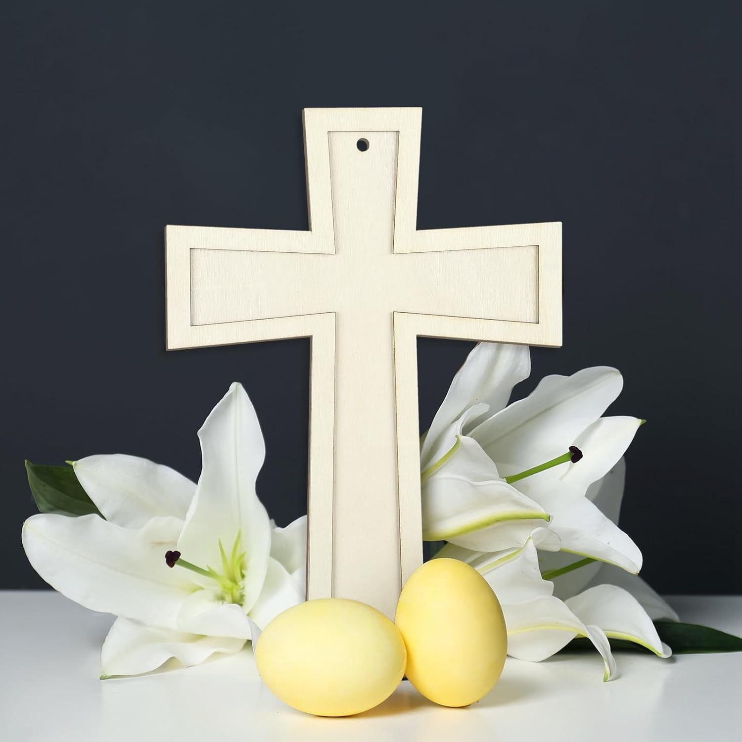 24 Pcs Unfinished Wooden Crosses for Crafts 8.9 X 6.5 Inch Unpainted Large Blank Wooden Layered Cross for Sunday School Crafts DIY Easter Projects Church Home Wall Decoration with String