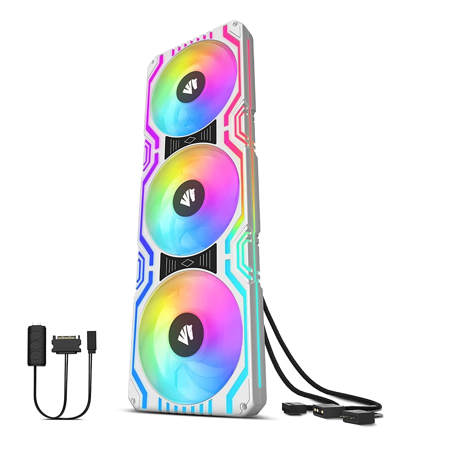 Matrix-Black 48 Addressable RGB Leds 240MM All-In-One Square Frame Integrated Fan with MB Sync/Analog Controller, Integrated PWM Control Fan for Computer Case and Liquid Cooling System