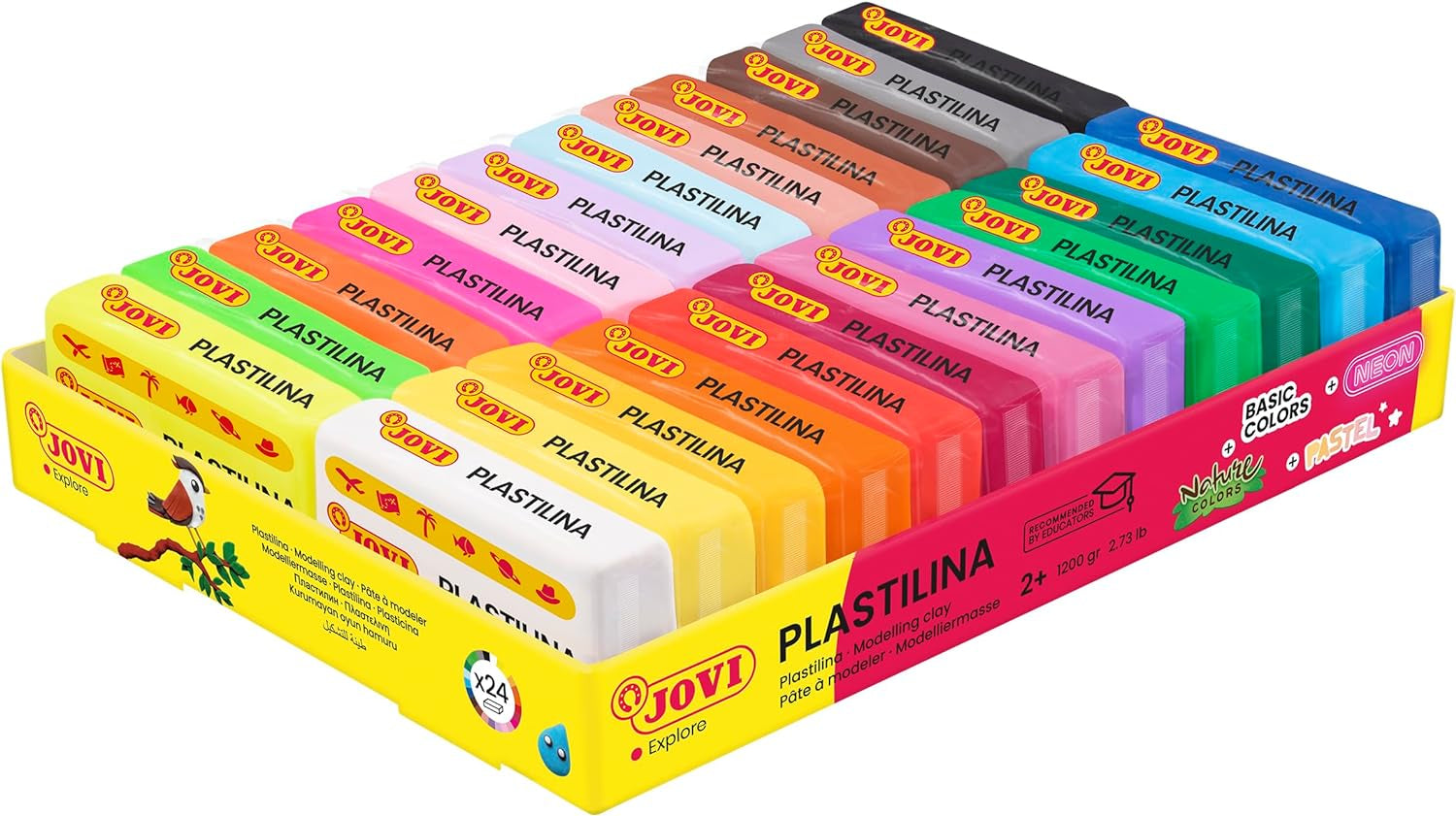- Plastilina Pack, Reusable and Non-Drying Modeling Clay, Set of 24 1.75 Oz Bars, Vegetable-Based, 24 Colors Assortment, Gluten-Free, Non-Toxic, for Home and School Use (Amazon Exclusive)