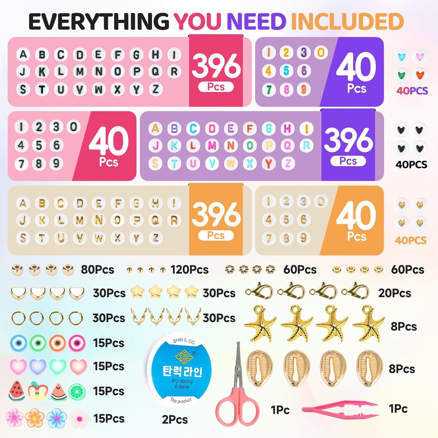 6 Boxes Friendship Bracelet Kit,96 Colors 16680 Pcs Clay Beads,1188 Pcs Letter Beads,120 Pcs Number Beads and 470 Pcs Gold Charms Kit for Bracelets Making, Jewelry Craft Kits Gift, Small