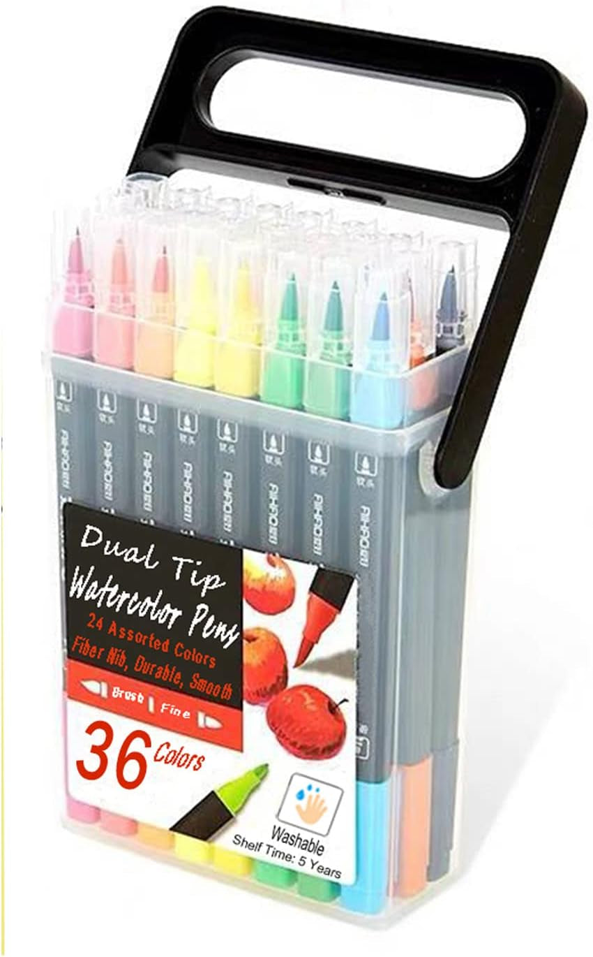 Dual Tip Markers for Kids, Washable Set, Art with Stand Portable Box, Gift for Kids (24 Colours)