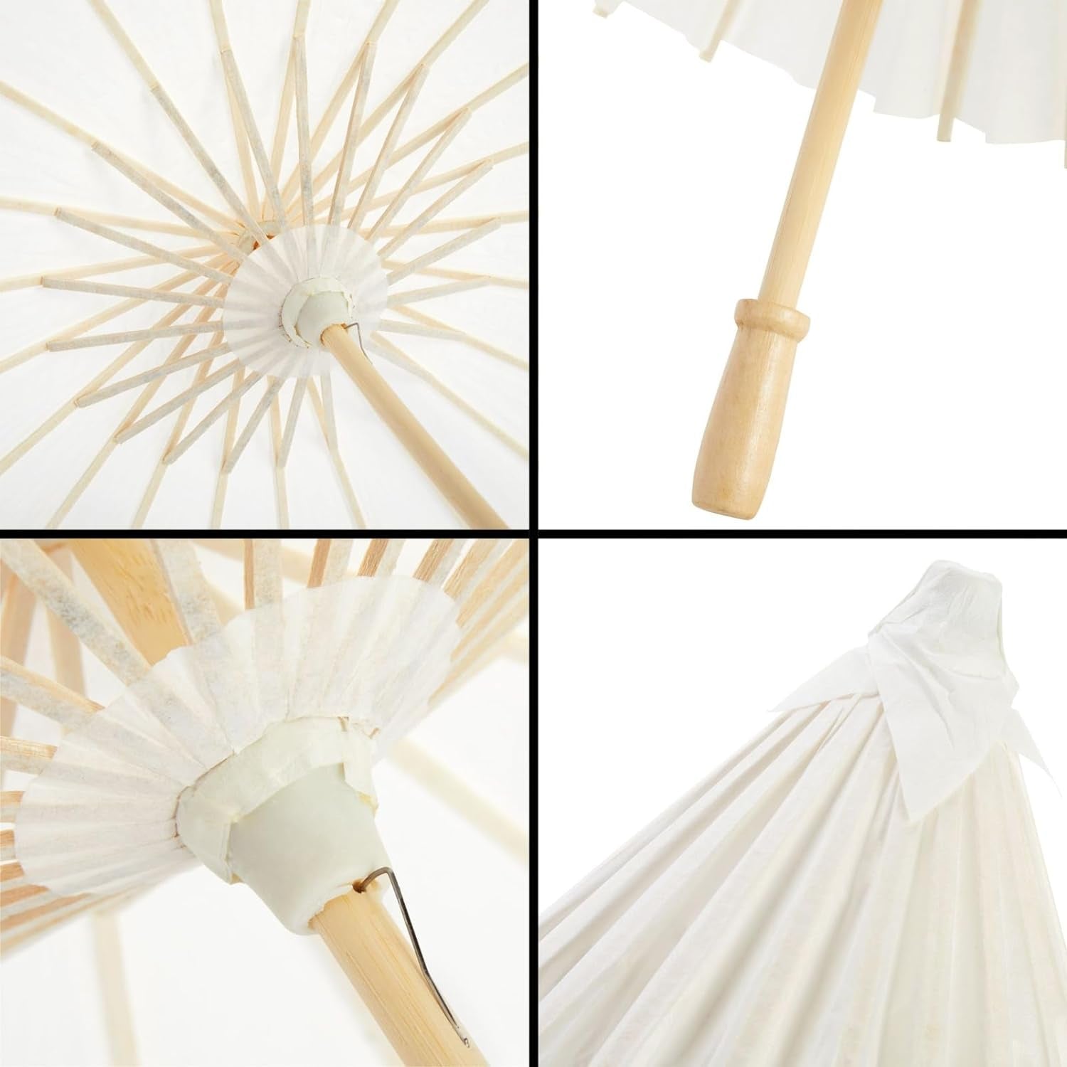 6-Pack Parasol Paper Umbrellas for Decorations for Kids, Cocktail Party Decor, DIY, Arts and Crafts Projects, Sun Parasols for Plants, Photo Props (Small, White, 16 In)