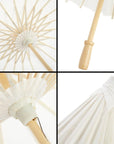 6-Pack Parasol Paper Umbrellas for Decorations for Kids, Cocktail Party Decor, DIY, Arts and Crafts Projects, Sun Parasols for Plants, Photo Props (Small, White, 16 In)