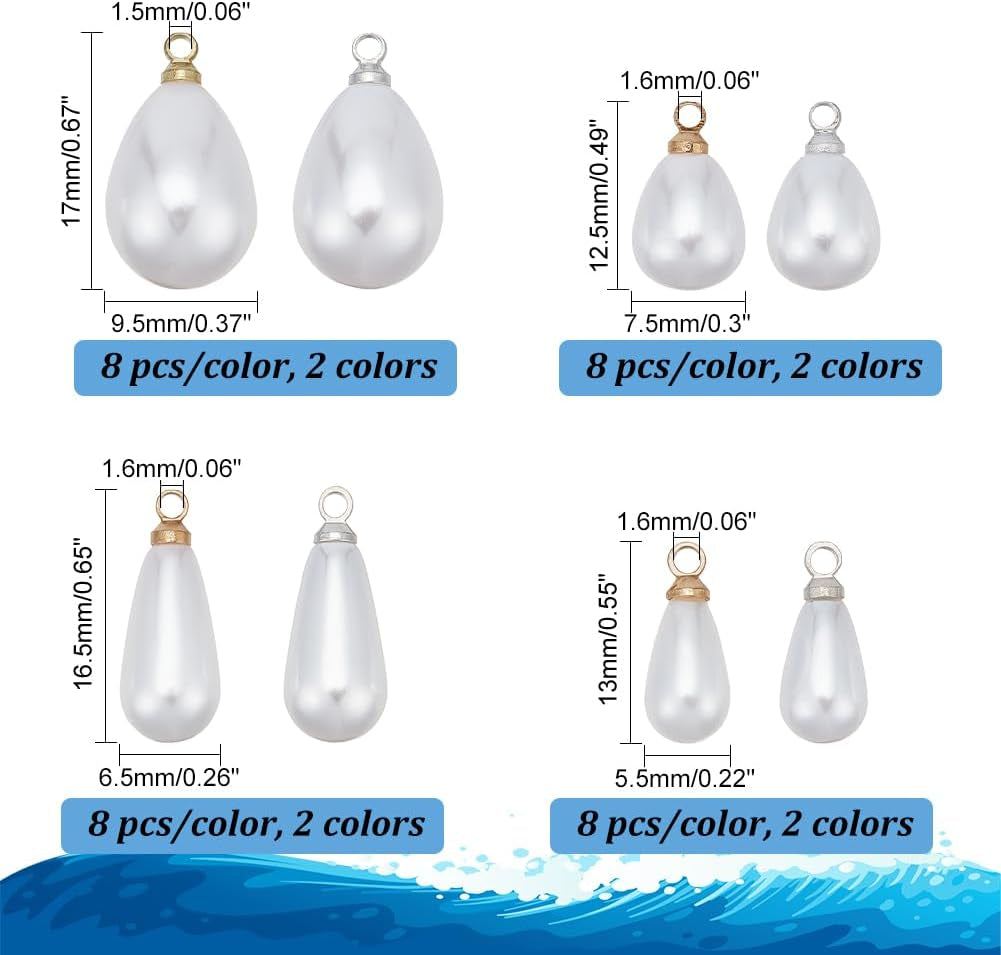 Teardrop Pearl Pendants Pearl Pendant Connectors Oval Pearl Beads White Imitation Pearl Pendants
