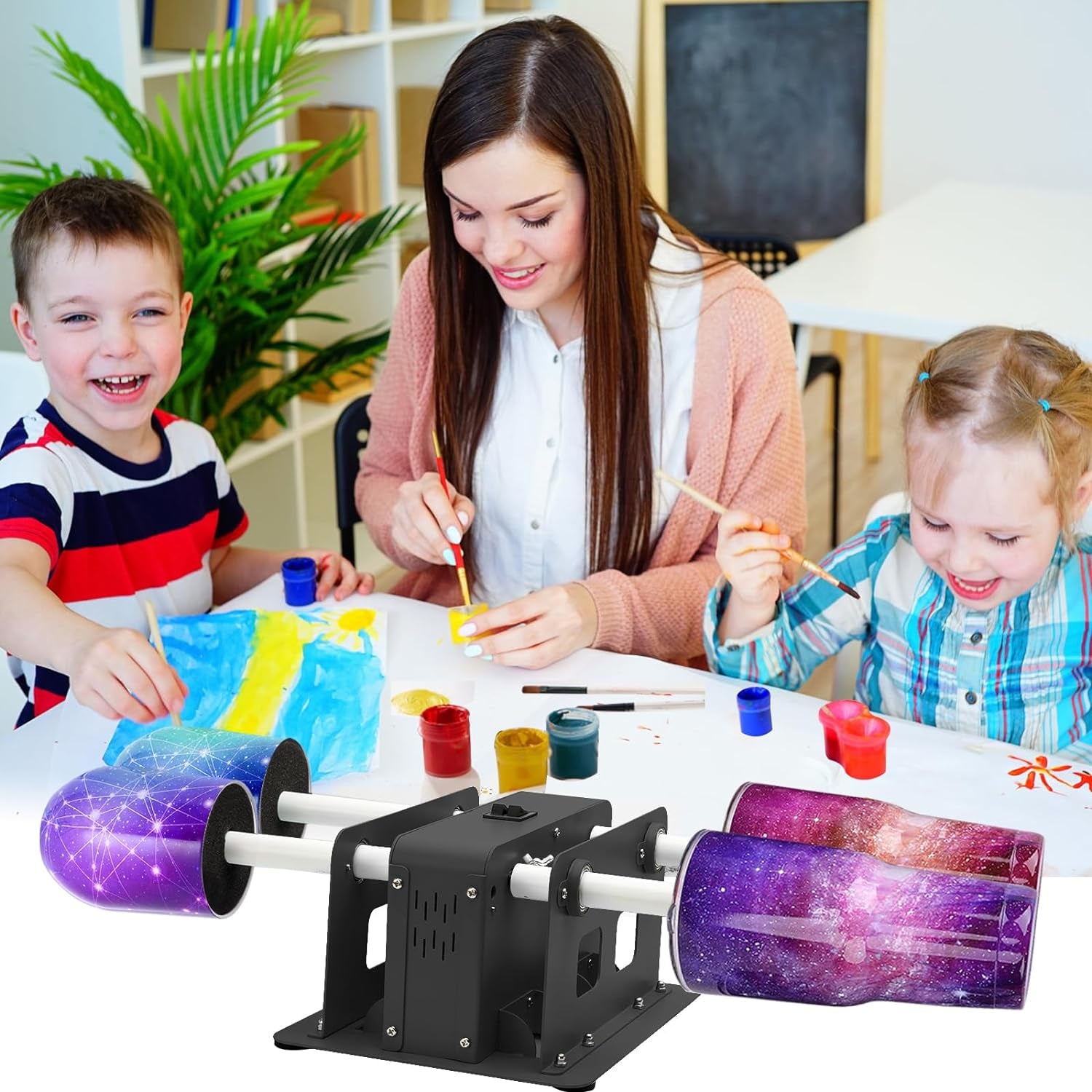 Creative Cuptisserie 4 Cup Turner Tumbler Steel Frame Cup Spinner Machine for Drying Epoxy Resin DIY Rotisserie Motor Rotator Kit to Personalize Tumbler Spinner Crafts at Home