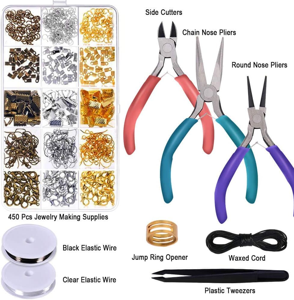 Jewelry Repair Kit with Jewelry Pliers, Jewelry Making Tools, Beading String and Jewelry Making Supplies for Jewelry Repair, Jewelry Making and Beading