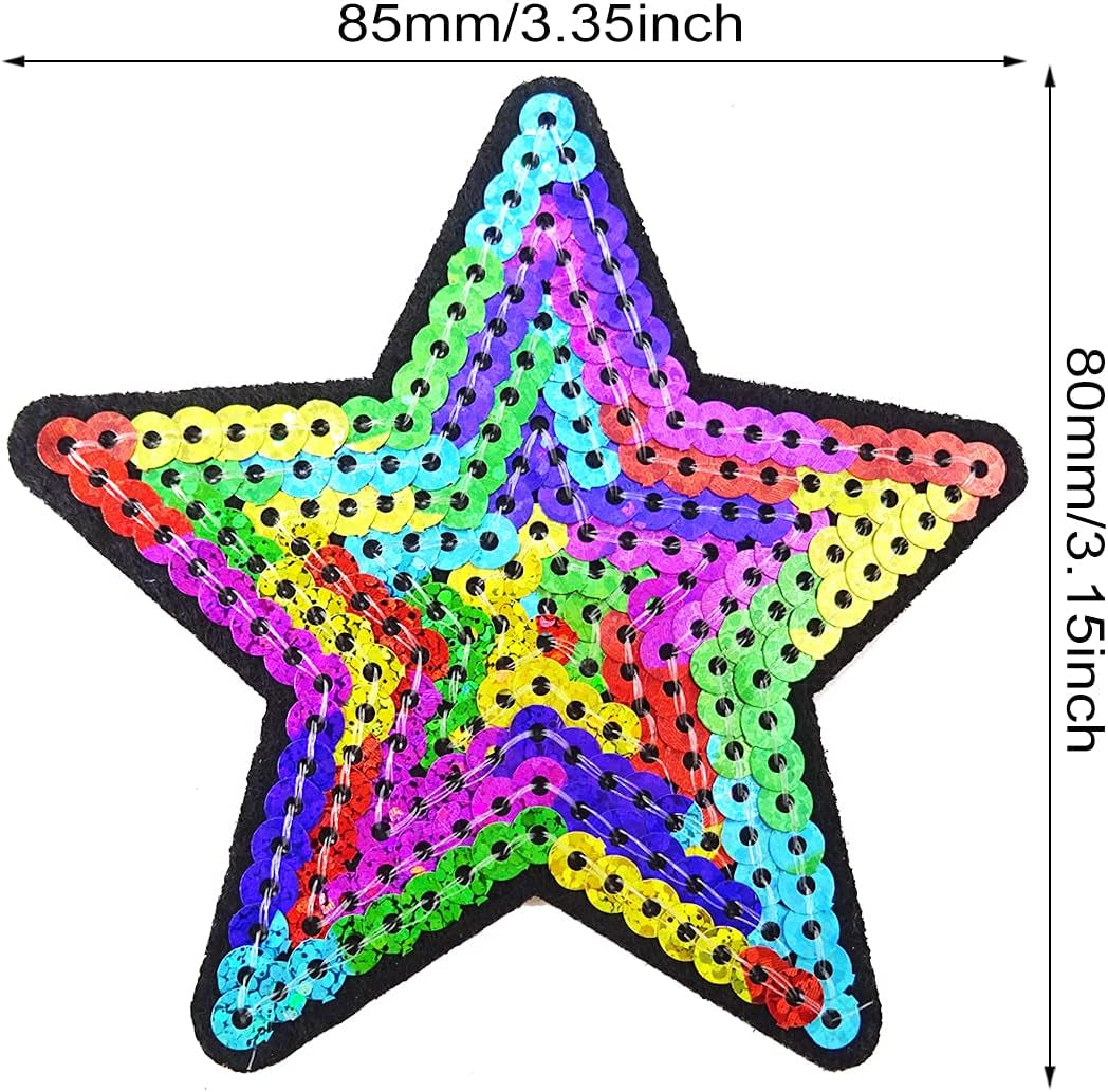 12PCS Sequins Star Patche Appliques for Embroidery (Coloful)