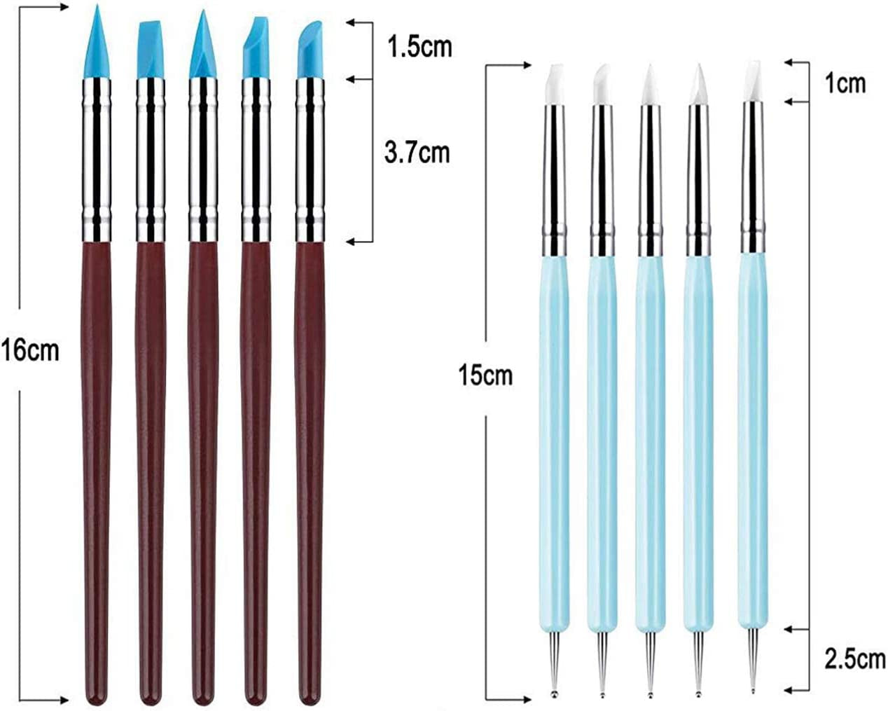 Silicone Clay Sculpting Tool - 10Pcs Modeling Dotting Tool for Pottery Craft, Rock, Nail, Blending, Drawing