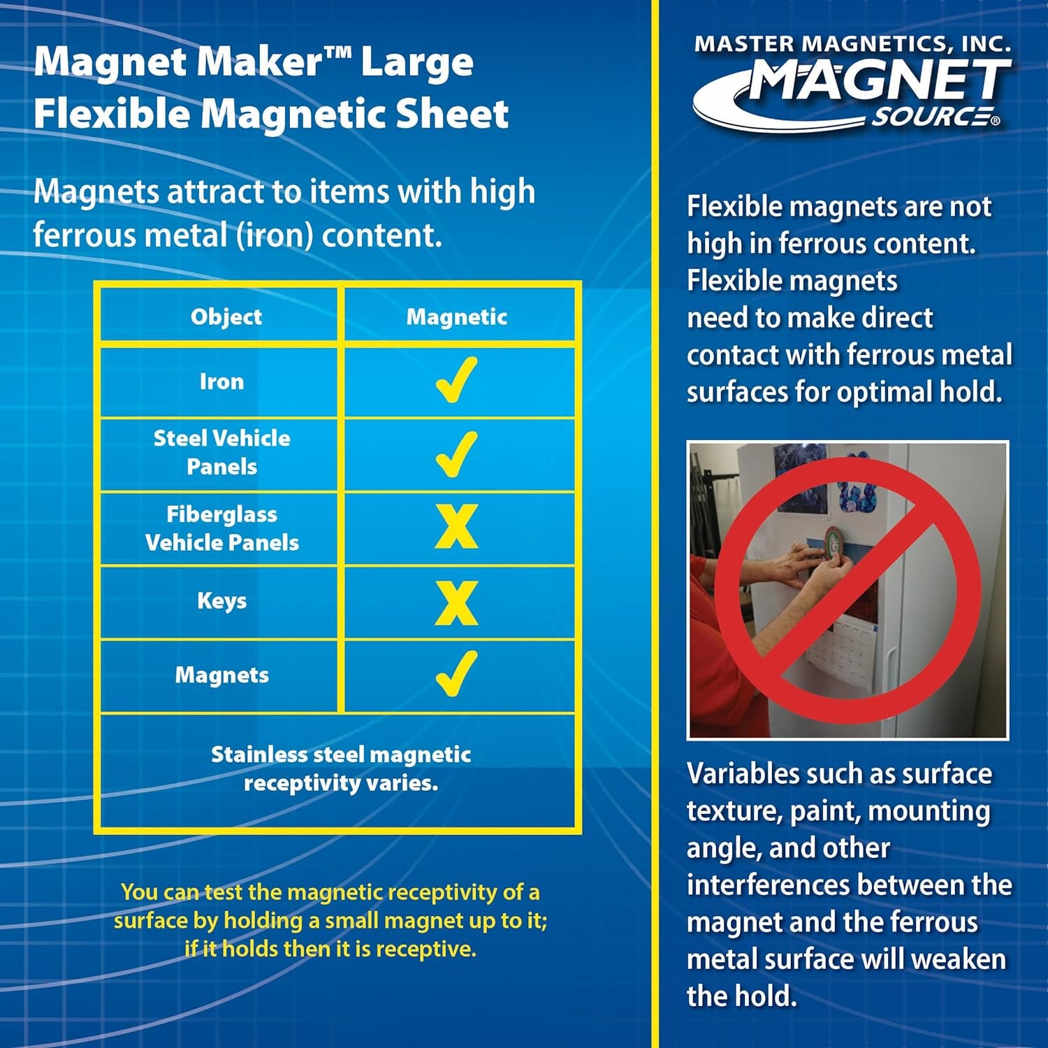 08505 Magnet Maker Flexible Magnetic Sheet - Non Adhesive, 12" Wide, 24.5" Long, White Vinyl Front